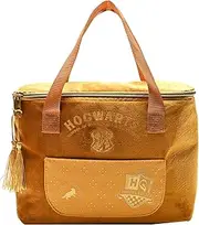 Warner Bros Harry Potter Alumni Lunch Bag – Hufflepuff House Design – Yellow Velvet Hogwarts Lunch Tote with Tassel Zips & Embroidered Crest – Official Merchandise for Potter Fans & Students