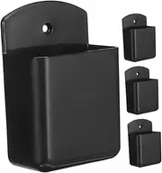 LALAFINA 4pcs Remote Control Holder Wall Mount Storage Organizer Self Adhesive Media Organizer Box for Phones Makeup and Stationery Black for Home School Office