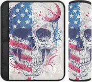 Skull Moon 4th of July Independence Day 2 Pack Seatbelt Strap Cover, More Comfort Driving, car Seatbelt Covers for Airplane SUV Most Cars