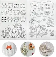 2 Sheets Stick and Stitch Embroidery Designs A4 Water Soluble Embroidery Patterns Pre-Printed Embroidery Transfer Patterns Paper Wash Away Water Soluble Stabilizer for Embroidery for Hand Sewing