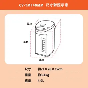 【ZOJIRUSHI 象印】MOMO專賣 SuperVE 真空省電微電腦電動熱水瓶 4L(CV-TMF40MM)