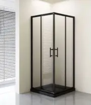 Black Square Corner Sliding Doors Framed Adjustable Shower Screen
