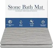 DAWNTREES 2 Pack Stone Bath Mat, Diatomaceous Earth Shower Mat, Non-Slip Super Absorbent Quick Drying Bathroom Floor Mat, Natural, Easy to Clean