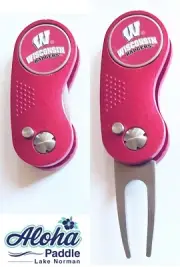 GOLF SWITCHBLADE WISCONSIN BADGERS Divot Repair Tool + Ballmarker RedRed