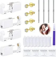 DJCIW 21PCS Ear Piercing Kit,Disposable Ear Piercing Gun Kit with 4 Pcs Self Piercing Gun and Bult-in in Stainless Steel Ear Stud 2mm 3mm 4mm 5mm,S925 Ear Sticks and Ear Cover For Ear Piercing