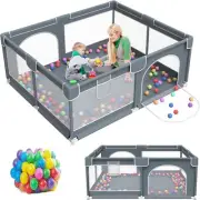 Baby Playpen for Babies 150 * 180 * 65CM Large Baby Fence,20 Ocean Balls，Gray Ch