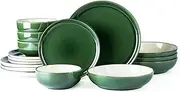 [GBHOME] Ceramic Dinnerware Sets with Pasta Bowl, 16 pcs Stoneware Dinnerware Set, Plates and Bowls Sets, Dishwasher & Microwave Safe, Dishes Set | Service for 4