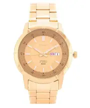 Seiko 5 Gold Tone Stainless Steel 21 Jewels Automatic SNKN62K1 50M Mens Watch