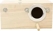 AIMALL Right Opening 24.5x13x13cm Wooden Breeding Box for Pet Parrot, Outdoor Solid Wood Hanging Nest Incubation Box, Parrot Cage Accessories, Natural Wood Construction