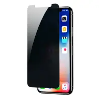 在飛比找Yahoo奇摩購物中心優惠-iPhone XSMax 濃黑防窺非滿版半屏9H玻璃鋼化膜手