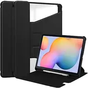 [TANOVCEP] Tablet Case for Samsung Galaxy Tab S6 Lite 10.4 Inch 2022/2020 SM-P610/P613/P615/P619 360° Swiveling Stand, Shockproof Cover with Clear Transparent Back Shell, Auto Wake/Sleep (Black)