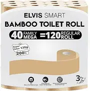 [Elvissmart] Bamboo Toilet Paper, 36 Mega Rolls=108 Regular Rolls, 200 Bath Tissue/Roll, 3 Packs of 12 Rolls
