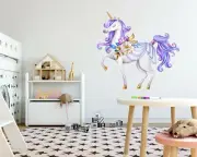 3D Purple Unicorn G398 Animal Wallpaper Mural Poster Wall Stickers Decal Honey