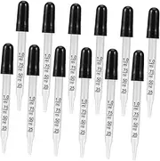 SOLUSTRE Accurate Measuring Glass Pipettes 12pcs Set Curved Head 1ml Scale Supplies Dishwasher Safe