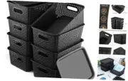 Plastic Storage Bins with Lids 8 Packs Small Storage Baskets for Black
