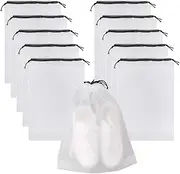 [SYEYCW] 10 Pcs Translucent Shoe Bags for Travel, 30 x 35cm Storage Bags with Drawstring, Portable Organizer Pouch for Shoes, Multifunctional Waterproof Dustproof Storage Bag, for Daily, Travel Use,