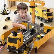 Construction Toys Truck Crane for Kids - Truck Race Track Kids Toy Eject Car Set Excavator Bulldozer Dump Trucks Cement Truck Vehicle Easter Christmas Birthday 2+ 3 4 5 6 7 8 Years Old Boy Girl Gift