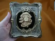 CFL41b-20) FRAMED CAMEO GIRL in FLOPPY HAT Sailor brass desk shelf wall art