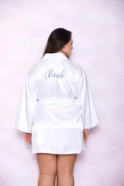 Three Quarter Bridal Satin Bride Graphic Robe Lingerie Adult Women Plus Size