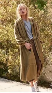 Free People In the Trenches Hooded Coat Green Army Duster NWT Medium