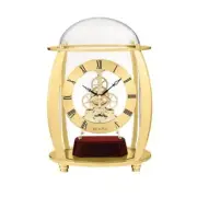 Bulova Table Clock 9.25"Wx10.5"H Glass Dome Roman Numerals in Polished Brass