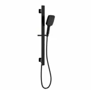 Ikon Seto Black Square Hand held Sliding Shower Rail - Bottom water inlet