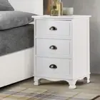 Bedside Table Chest 3 Wooden Drawers Storage Cabinet Durable Nightstand White