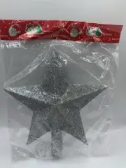 Silver Star Christmas Tree Topper Glitter Star Plastic Holiday Decoration ZK