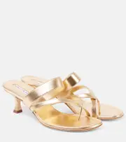 [Manolo Blahnik] Manolo Blahnik Susa 50 metallic leather mules AU 7 gold