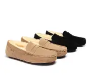 AUSTRALIAN SHEPHERD® UGG Slippers Men Sheepskin Wool Ankle Casual Moccasins - Chestnut / AU Ladies 10 / AU Men 8 / EU 41