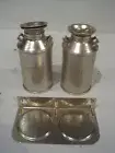 Farmhouse Metal Tin Milk Can Jug Salt & Pepper Shakers - with Caps Lid holder