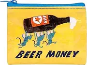 [Blue Q] Coin Purse, Beer Money. Made from 95% Recycled Material, The Ultimate Little Zipper Bag to Corral Money, Ear Buds, Gift Cards, Stamps, Vitamins, Coins. 3" h x 4" w