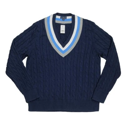 NWT Vintage Old Stock BROOKS BROTHERS Sweater Varsity Cableknit Sz. XL Navy