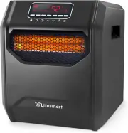 Lifesmart Infrared Space Heater, 1500 Watt W/ Remote and Digital Display, Black