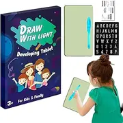 Magic LED Light Drawing Pad, Drawing Tablet for Kids, Portable Toddler LED Drawing Board, Reusable Magic Drawing Pad, Educational Game for Girls Boys Family Friends
