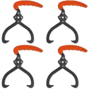 4 Piece Log Tongs with Comfortable PVC Handle Firewood Lifter Tool