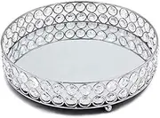 [ZHZXBDGQ] Round Silver Mirror Cosmetic Storage Box Decorative Tray, Wedding Home Decoration Holder