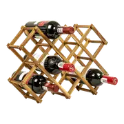 Wooden Wine Rack Freestanding 10 Bottles Countertop Storage