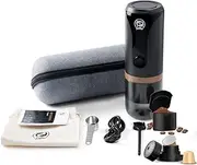 RECAFIMIL Portable Coffee Maker: 12V Travel Espresso Machine 12W, 9 Bar Pressure 2400mAh Rechargeable Battery Heating Water for Camping, Driving, Home and Office (Classical-with Case)