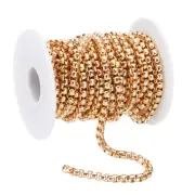 16.4Ft Box Chain Roll, 5mm Width Cable Square Box Link Chains Bulk, Gold Tone