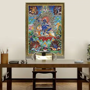 吉祥天母觀音佛像掛畫 藏傳佛教唐卡中式禪室客廳餐廳背景裝飾畫