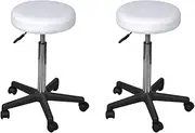 Padded Shop Stool, Height Adjustable Stool, Office Stools 2 pcs for Counter, Desk, Home Office, Bar, 35.5 x (64-84) cm, White