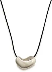 Agmes Heart Suede Necklace - Silver ONE SIZE