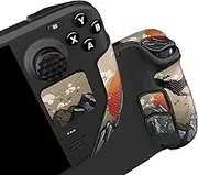 PlayVital Professional Textured Soft Rubber Pads Handle Grips for Steam Deck LCD & OLED, Trackpads Skin Grip Enhancement Back Button Protective Stickers Set with Thumb Grip Caps - View of Rising Sun