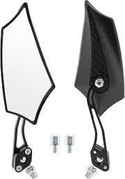X AUTOHAUX Motorcycle Rear View Mirrors Bar End Side Mirrors Mount Aluminum Alloy Plastic Carbon Fiber Pattern Black Black Adjustable M8/M10 Prismatic Shape