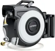 Retractable Garden Hose Reel 100FT, Wall Mount Heavy Duty Water Hose Reels with