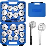 23pcs Aluminium Oil Filter Wrench cup Removal Socket Remover Tool Set Kit 1/2" dr with a Storage Case (BLUE)
