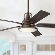 60" Wind and Sea Modern Indoor Outdoor Ceiling Fan with LED Light Remote Bronze
