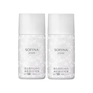 【SOFINA 蘇菲娜】jenne 透美顏飽水控油高保濕UV雙效防曬乳SPF50(二入組)