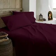 Whisper Organics Organic Cotton Flannel Sheets Set GOTS Certified, 100% Organic Cotton, Aubergine, Queen
